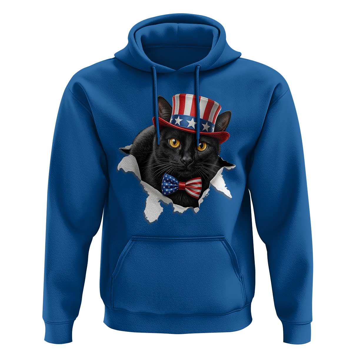 Funny Black Cat With Uncle Sam Hat Hoodie Patriotic Pet Lover