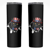 Funny Black Cat With Uncle Sam Hat Skinny Tumbler Patriotic Pet Lover