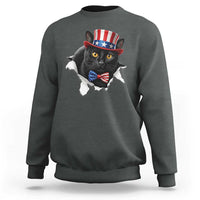 Funny Black Cat With Uncle Sam Hat Sweatshirt Patriotic Pet Lover