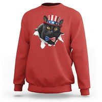 Funny Black Cat With Uncle Sam Hat Sweatshirt Patriotic Pet Lover