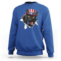 Funny Black Cat With Uncle Sam Hat Sweatshirt Patriotic Pet Lover