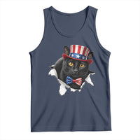Funny Black Cat With Uncle Sam Hat Tank Top Patriotic Pet Lover