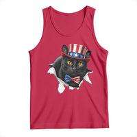 Funny Black Cat With Uncle Sam Hat Tank Top Patriotic Pet Lover