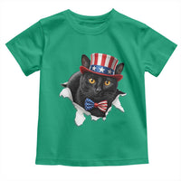 Funny Black Cat With Uncle Sam Hat Toddler T Shirt Patriotic Pet Lover