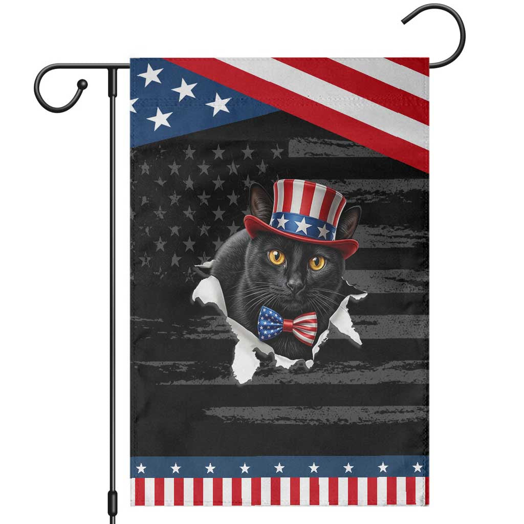 Funny Black Cat With Uncle Sam Hat Patriotic Garden Flag Pet Lover Gift