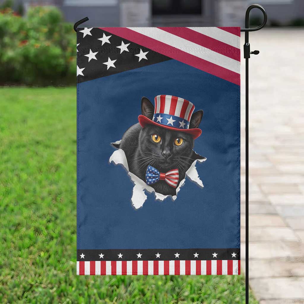 Funny Black Cat With Uncle Sam Hat Patriotic Garden Flag Pet Lover Gift