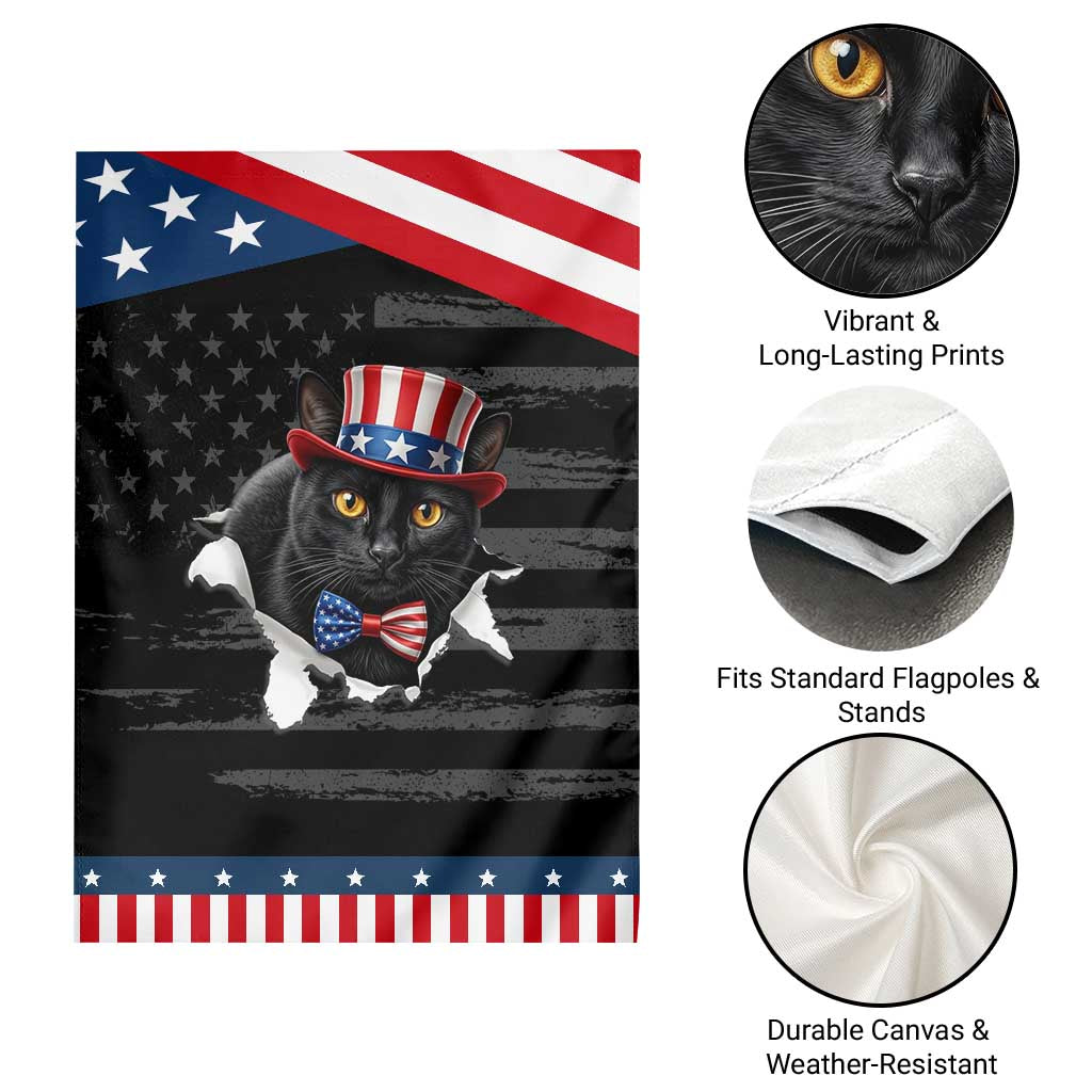 Funny Black Cat With Uncle Sam Hat Patriotic Garden Flag Pet Lover Gift