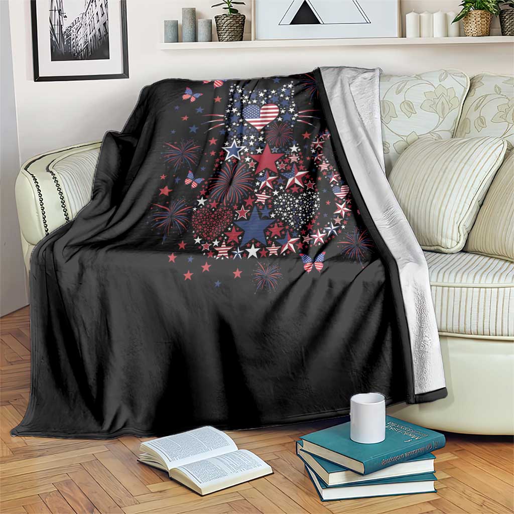 Funny Patriotic Cat Lover Throw Blanket 4th Of July Freedom