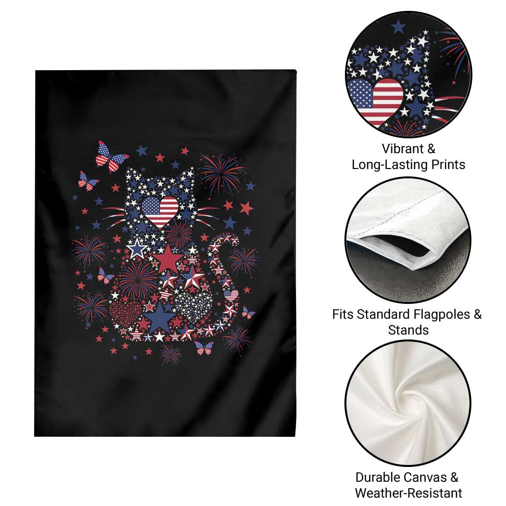 Funny Patriotic Cat Lover Garden Flag 4th Of July Freedom
