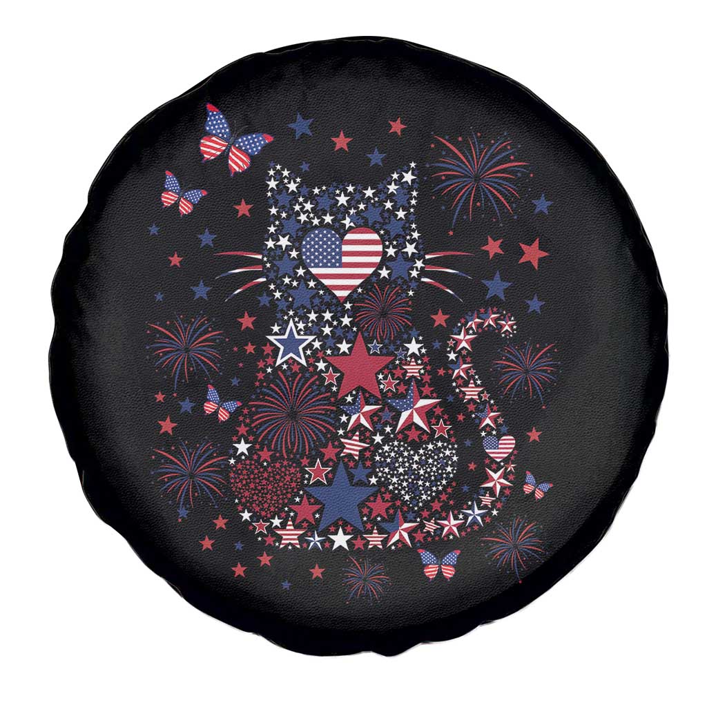 Funny Patriotic Cat Lover Spare Tire Cover 4th Of July Freedom