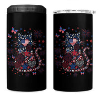Funny Patriotic Cat Lover 4 in 1 Can Cooler Tumbler 4th Of July Freedom