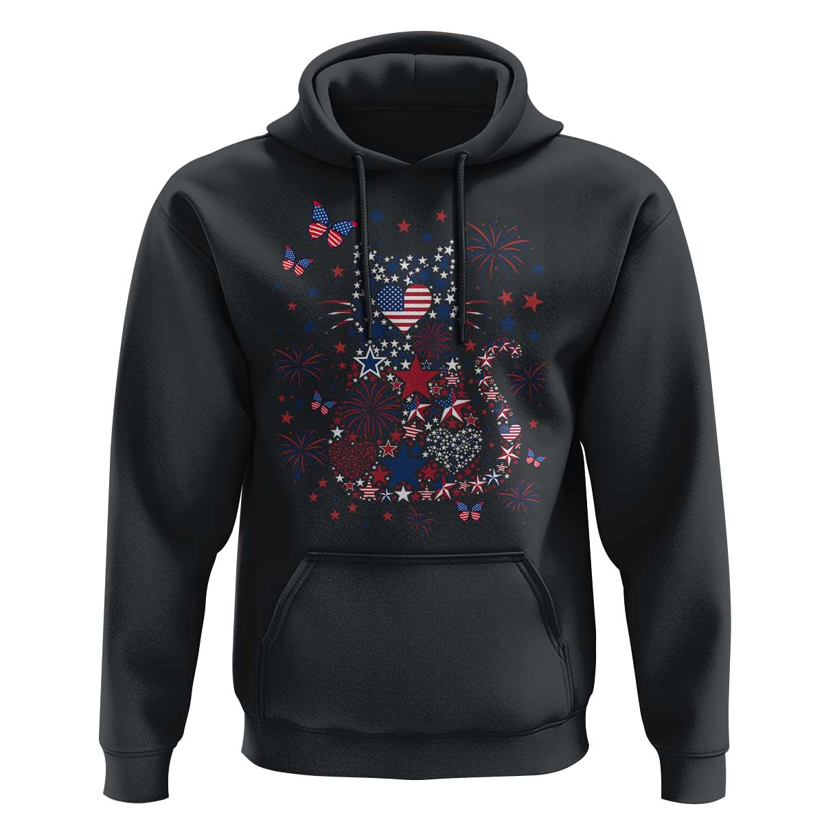 Funny Patriotic Cat Lover Hoodie 4th Of July Freedom