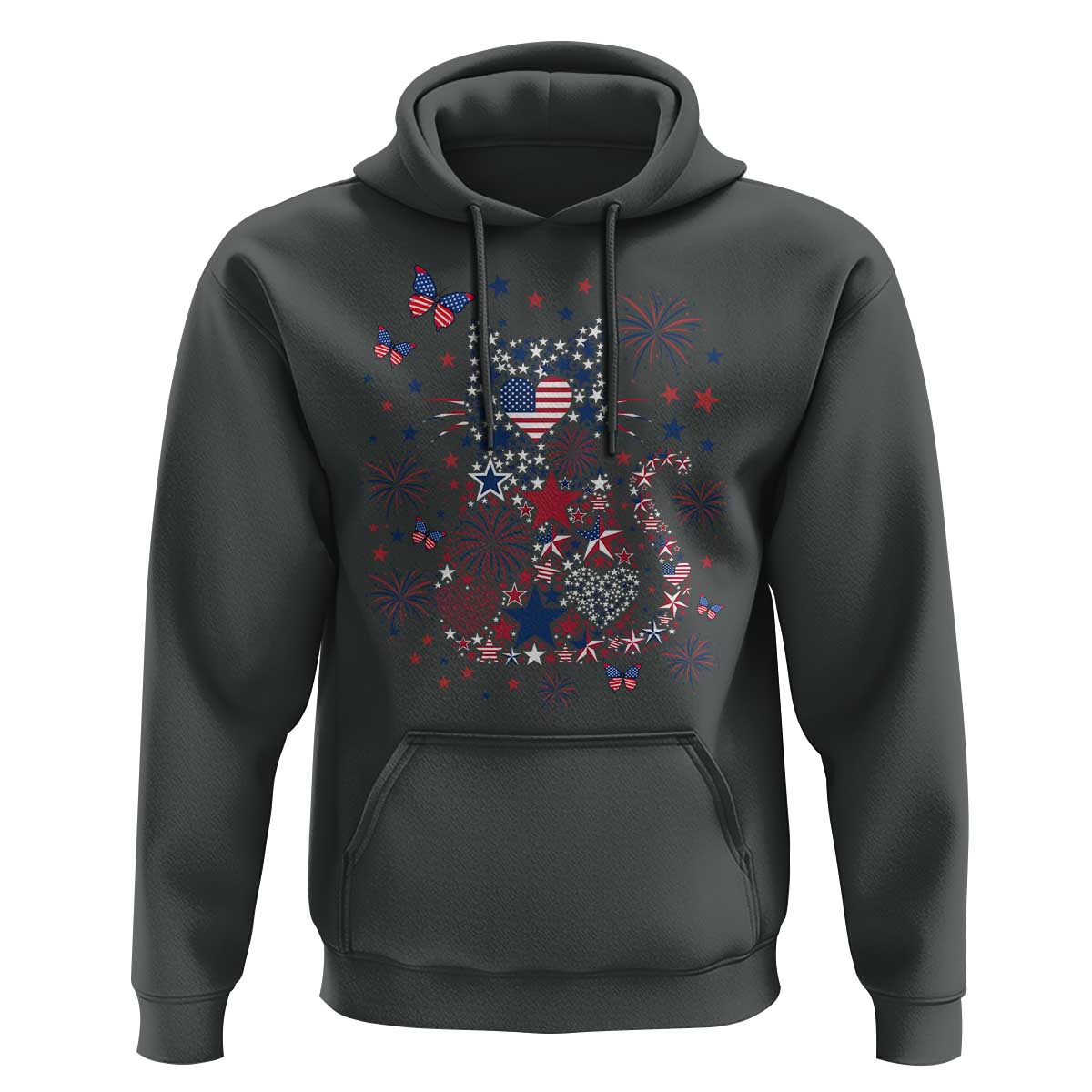 Funny Patriotic Cat Lover Hoodie 4th Of July Freedom
