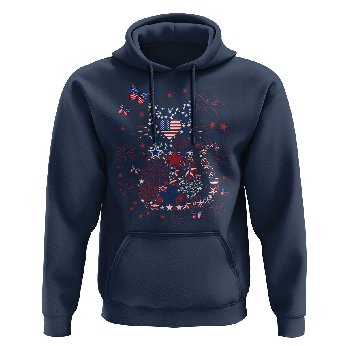 Funny Patriotic Cat Lover Hoodie 4th Of July Freedom