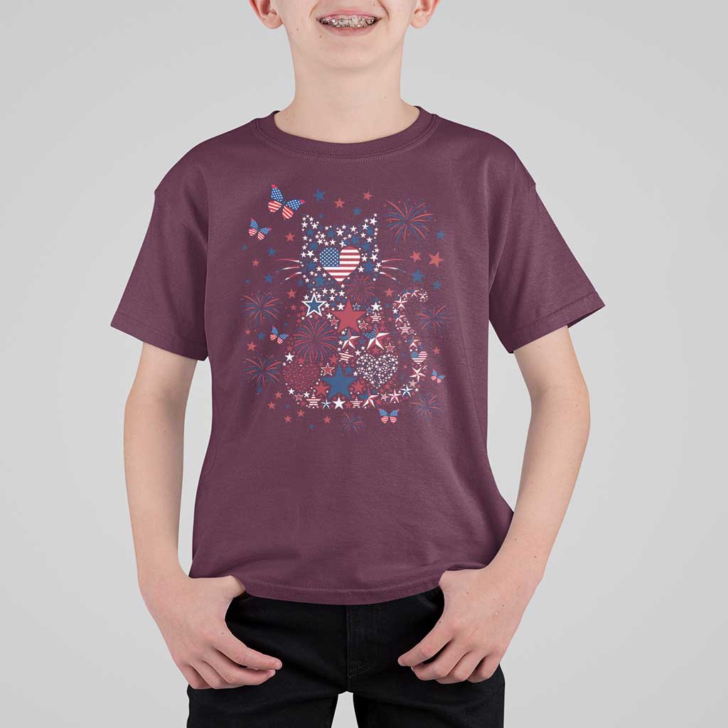 Funny Patriotic Cat Lover T Shirt For Kid 4th Of July Freedom