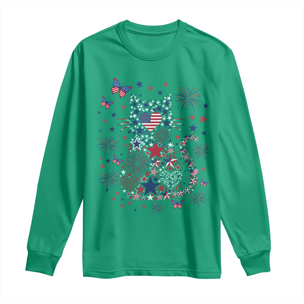 Funny Patriotic Cat Lover Long Sleeve Shirt 4th Of July Freedom