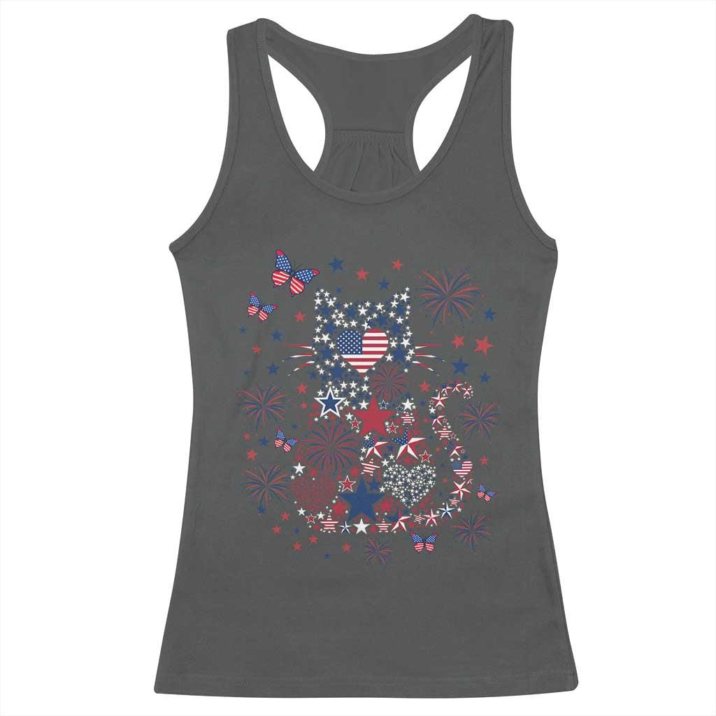Funny Patriotic Cat Lover Racerback Tank Top 4th Of July Freedom