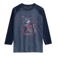Funny Patriotic Cat Lover Raglan Shirt 4th Of July Freedom
