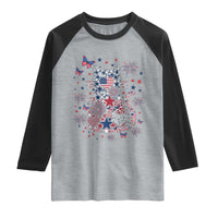 Funny Patriotic Cat Lover Raglan Shirt 4th Of July Freedom