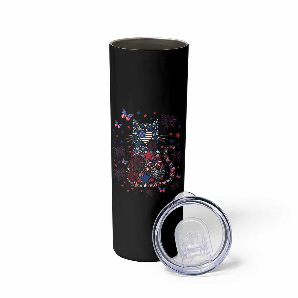 Funny Patriotic Cat Lover Skinny Tumbler 4th Of July Freedom