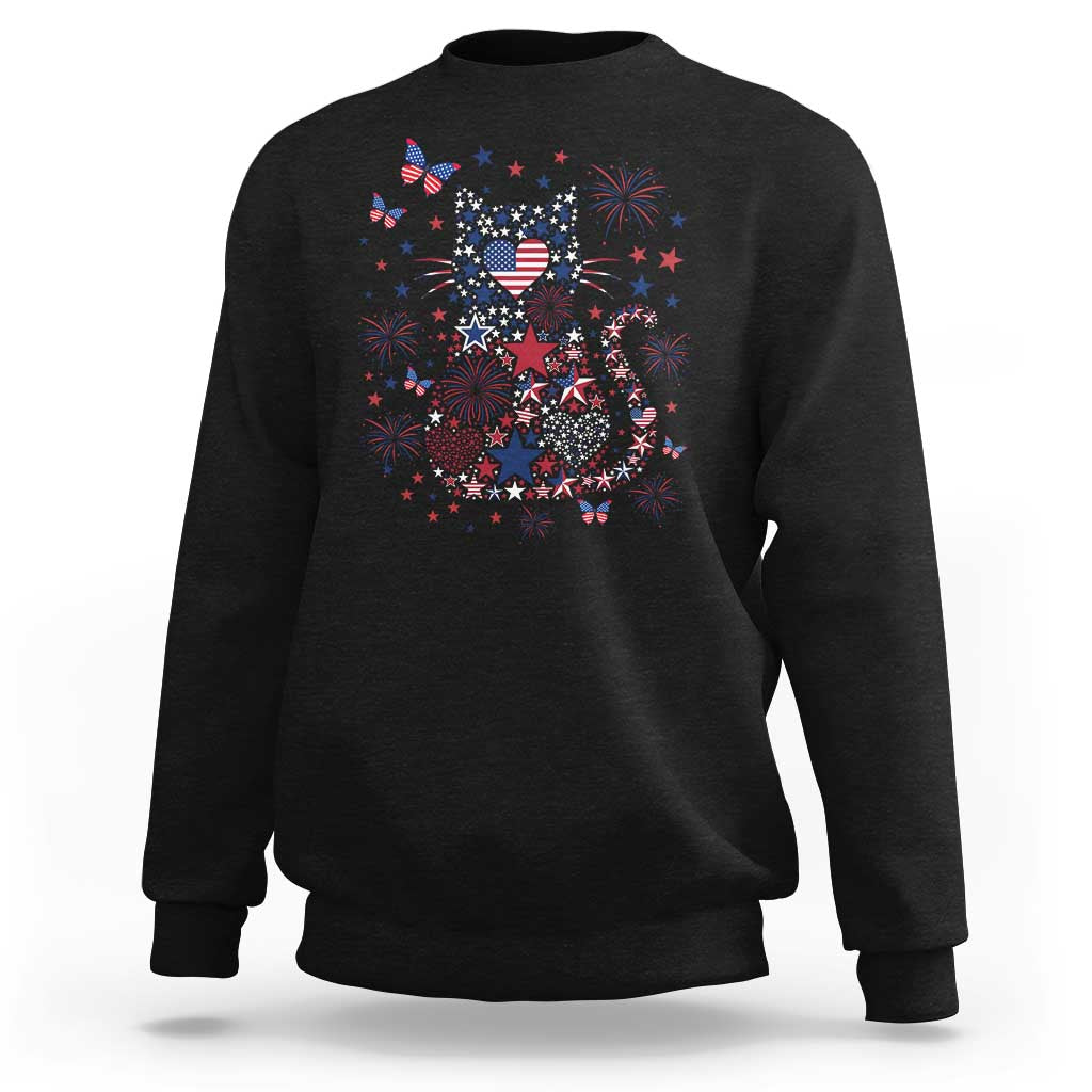 Funny Patriotic Cat Lover Sweatshirt 4th Of July Freedom