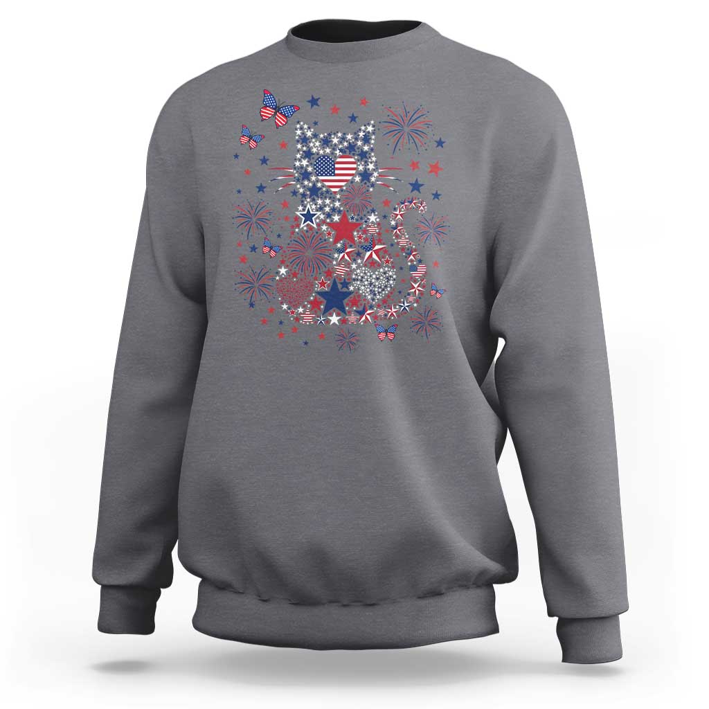 Funny Patriotic Cat Lover Sweatshirt 4th Of July Freedom