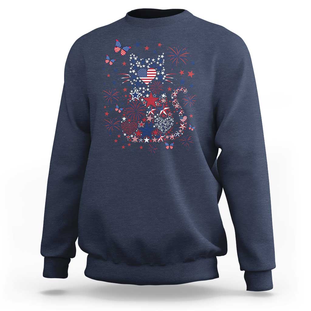 Funny Patriotic Cat Lover Sweatshirt 4th Of July Freedom