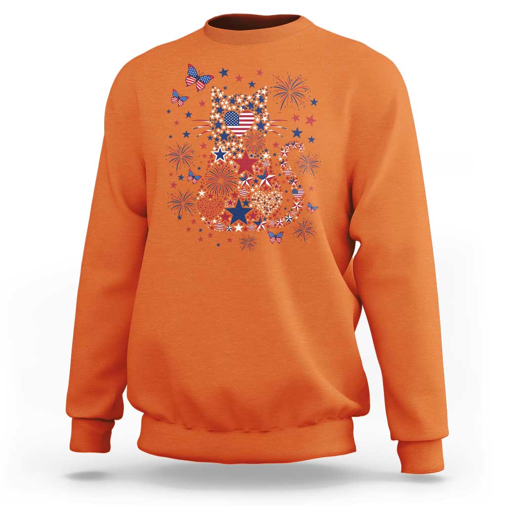 Funny Patriotic Cat Lover Sweatshirt 4th Of July Freedom
