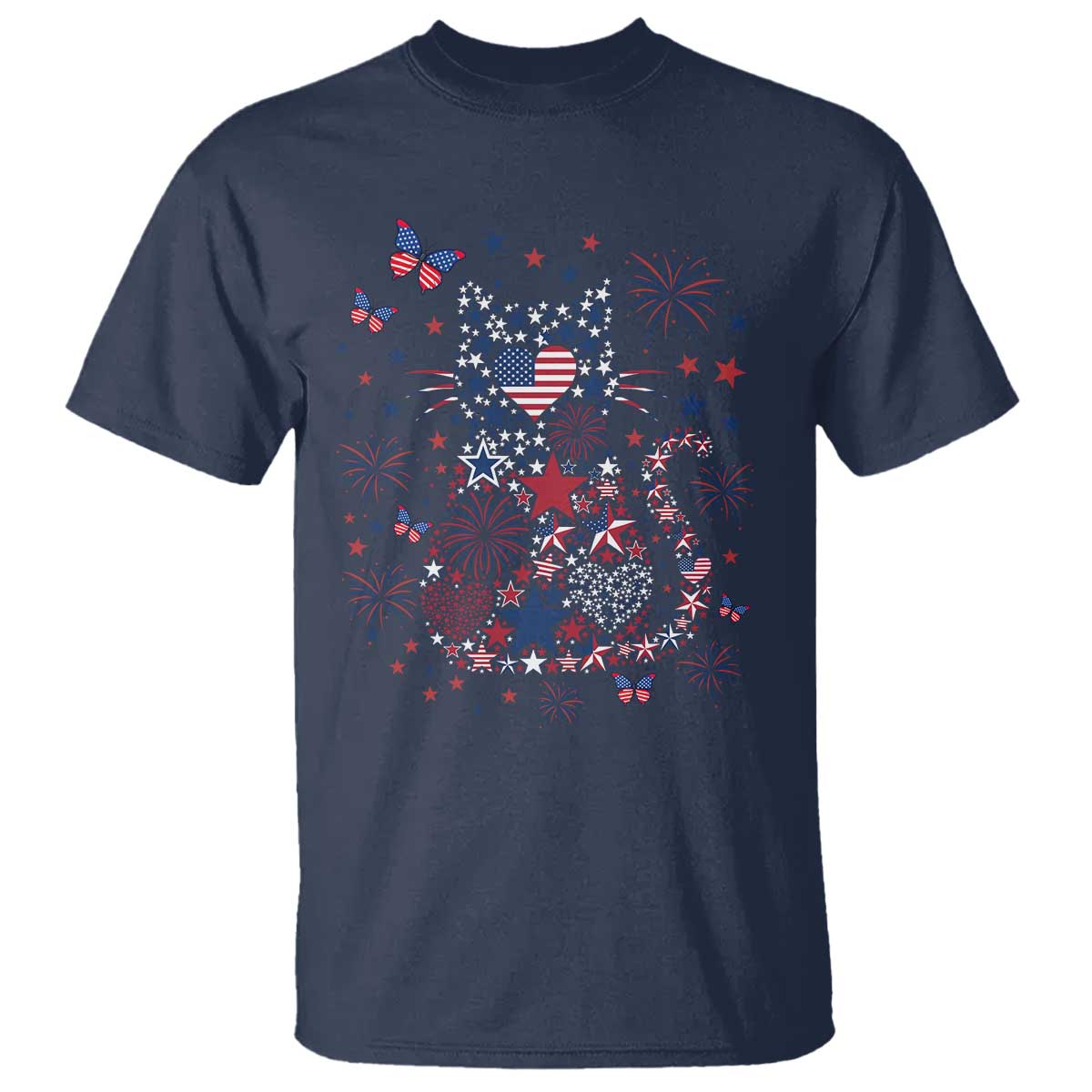 Funny Patriotic Cat Lover T Shirt 4th Of July Freedom