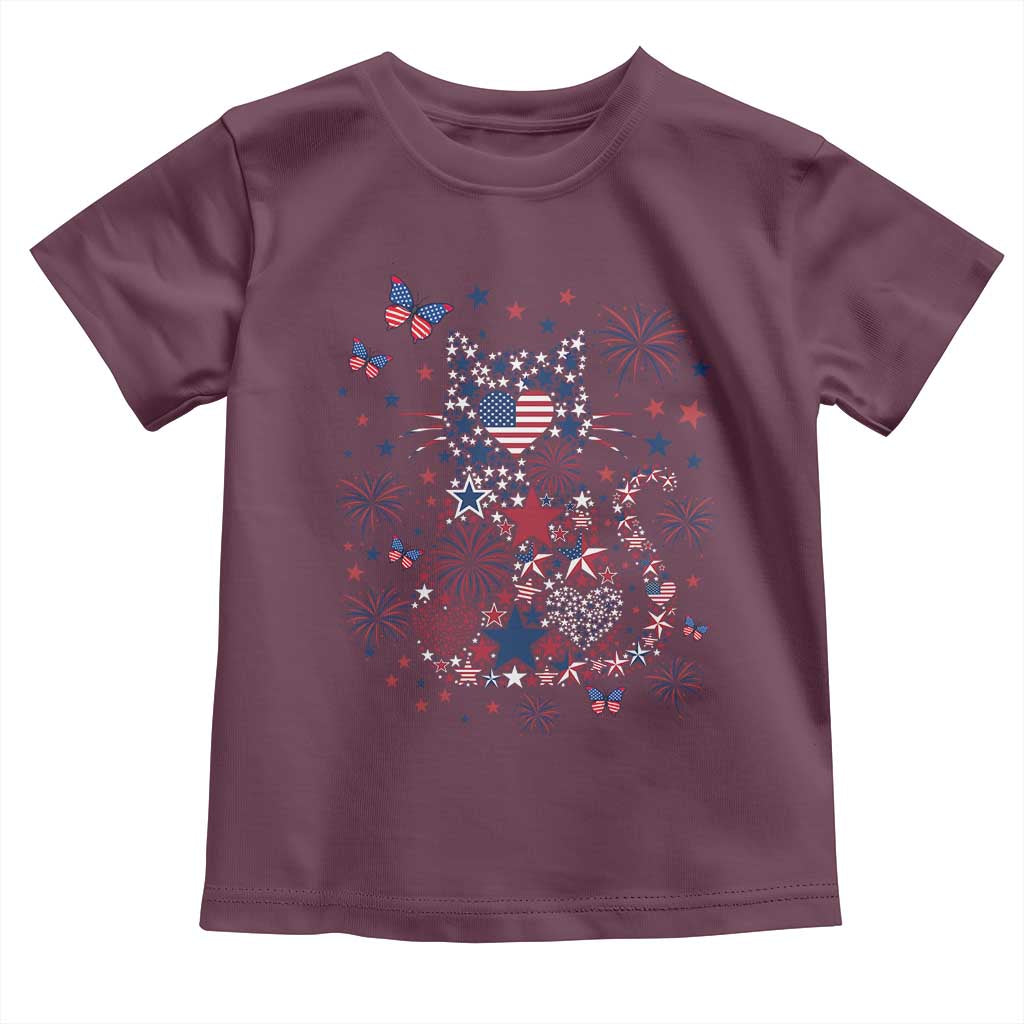 Funny Patriotic Cat Lover Toddler T Shirt 4th Of July Freedom