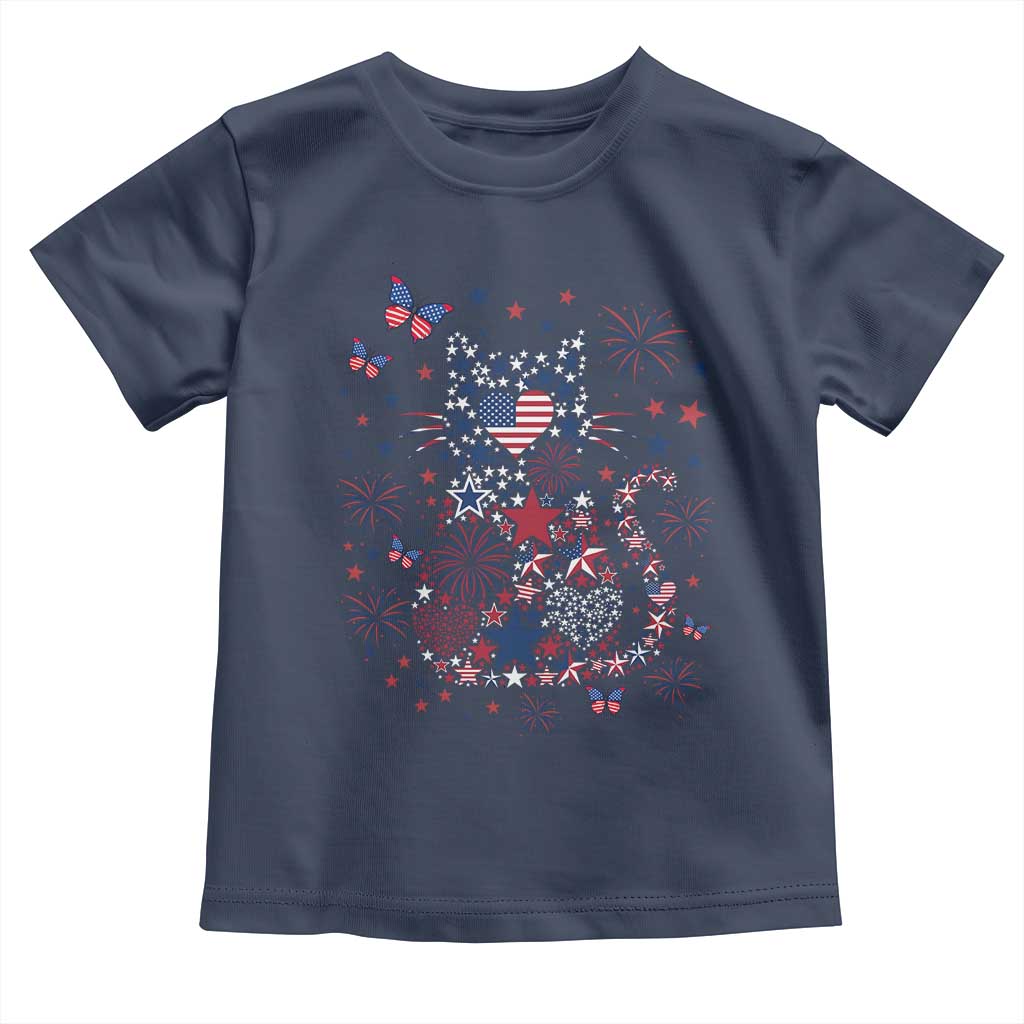 Funny Patriotic Cat Lover Toddler T Shirt 4th Of July Freedom