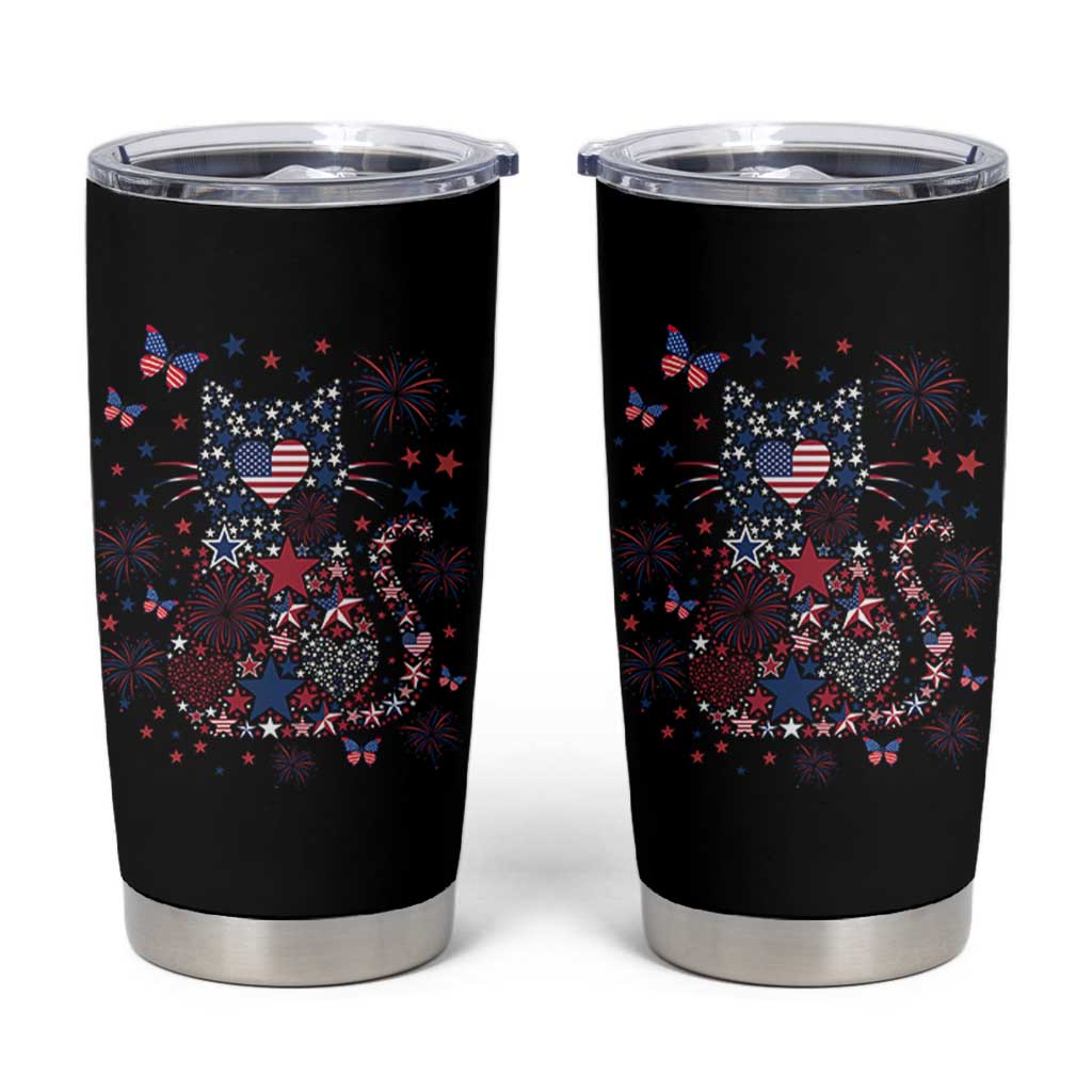 Funny Patriotic Cat Lover Tumbler Cup 4th Of July Freedom