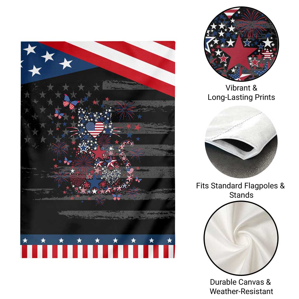 Funny Floral Cat Lover Patriotic Garden Flag 4th Of July Freedom
