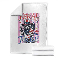 Funny Fourth Of July Raccoon Throw Blanket Feral But Free