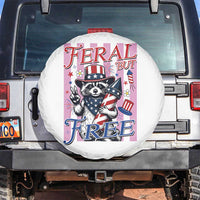 Funny Fourth Of July Raccoon Spare Tire Cover Feral But Free