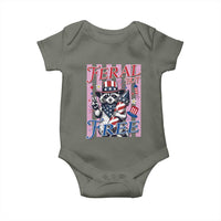 Funny Fourth Of July Raccoon Baby Onesie Feral But Free