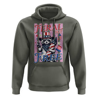 Funny Fourth Of July Raccoon Hoodie Feral But Free