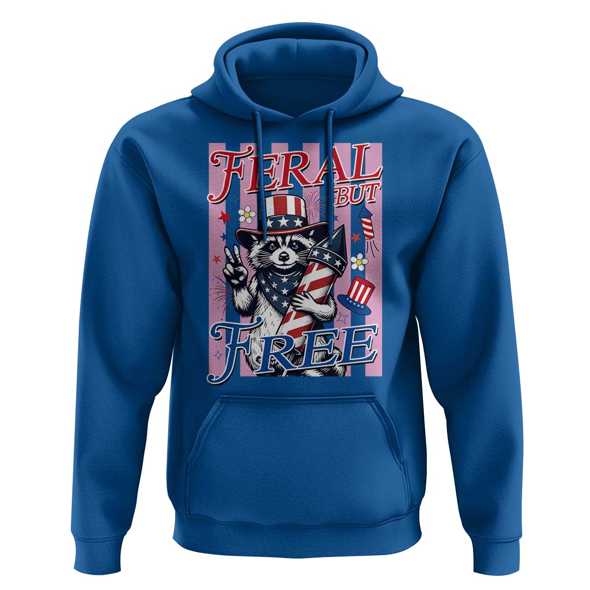 Funny Fourth Of July Raccoon Hoodie Feral But Free