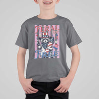 Funny Fourth Of July Raccoon T Shirt For Kid Feral But Free