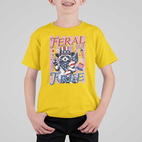 Funny Fourth Of July Raccoon T Shirt For Kid Feral But Free