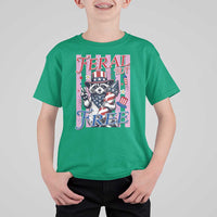 Funny Fourth Of July Raccoon T Shirt For Kid Feral But Free