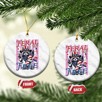 Funny Fourth Of July Raccoon Ceramic Ornament Feral But Free