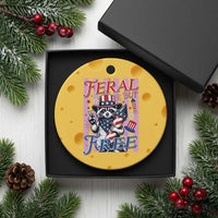 Funny Fourth Of July Raccoon Ceramic Ornament Feral But Free