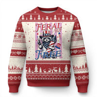 Funny Fourth Of July Raccoon Ugly Christmas Sweater Feral But Free