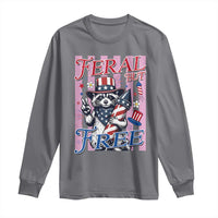 Funny Fourth Of July Raccoon Long Sleeve Shirt Feral But Free