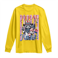 Funny Fourth Of July Raccoon Long Sleeve Shirt Feral But Free