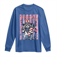Funny Fourth Of July Raccoon Long Sleeve Shirt Feral But Free