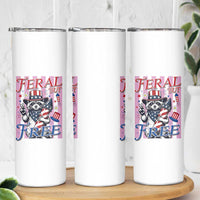 Funny Fourth Of July Raccoon Skinny Tumbler Feral But Free