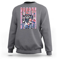 Funny Fourth Of July Raccoon Sweatshirt Feral But Free