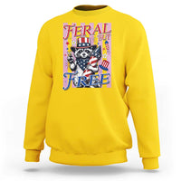 Funny Fourth Of July Raccoon Sweatshirt Feral But Free